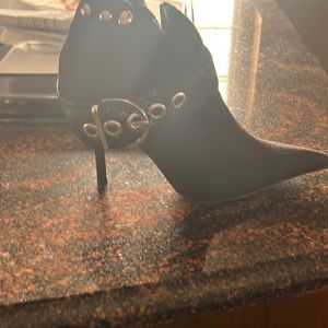 Black suede ankle boots, size 6 1/2 brand new 4 inch heels